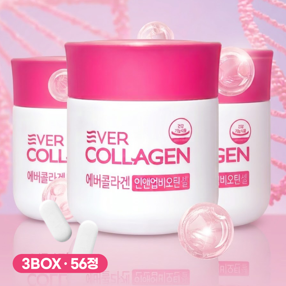 에버콜라겐 인앤업 비오틴셀 이너뷰티 영양제 750mg 56정, 3개 - 상품 이미지