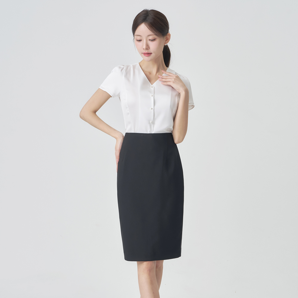 정장스커트 면접치마 [심플 반 하이웨스트] - 상세 이미지 5