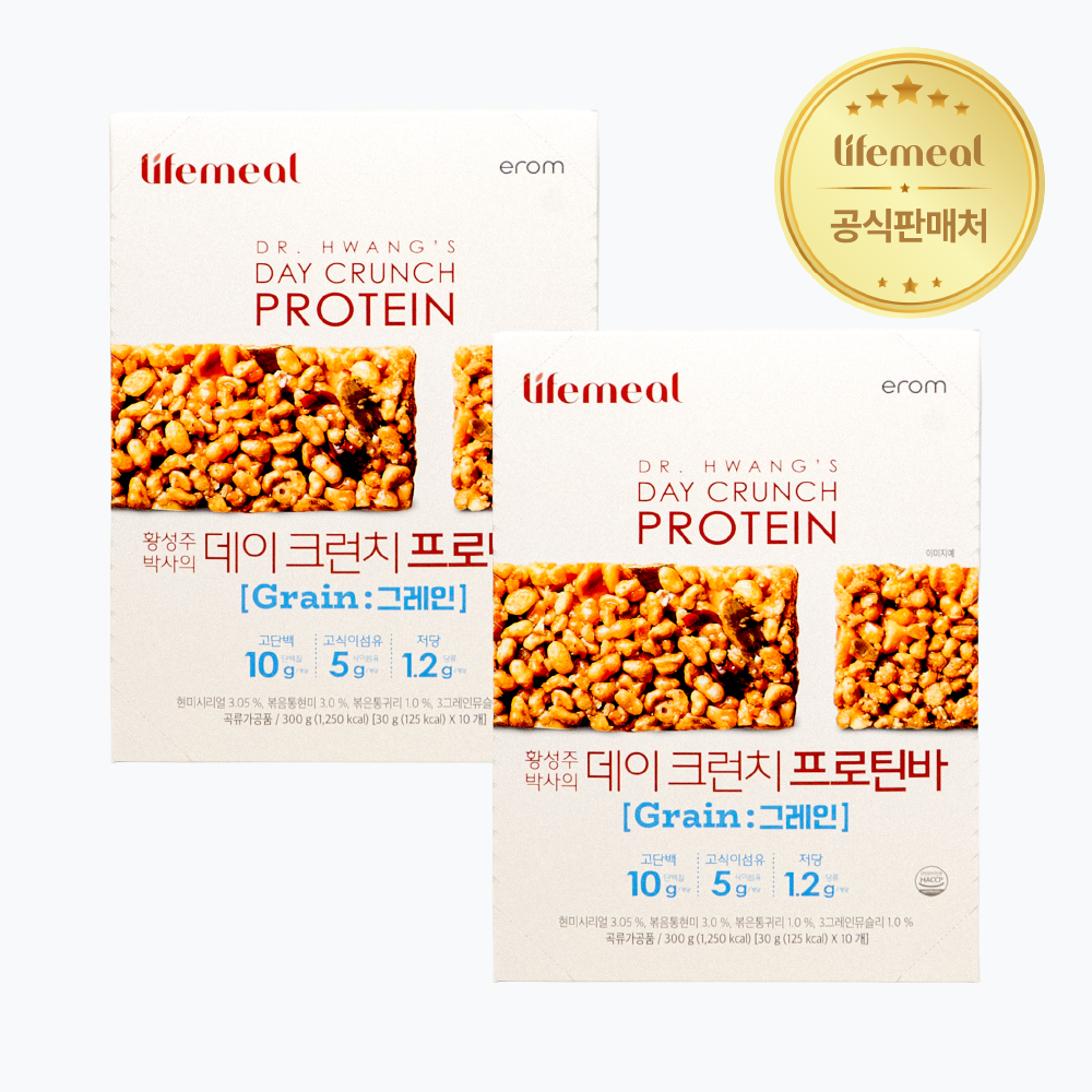 황성주 박사의 데이 크런치 프로틴바 에너지바 칼로리 간식 그레인, 10개입, 2개 - 상품 이미지