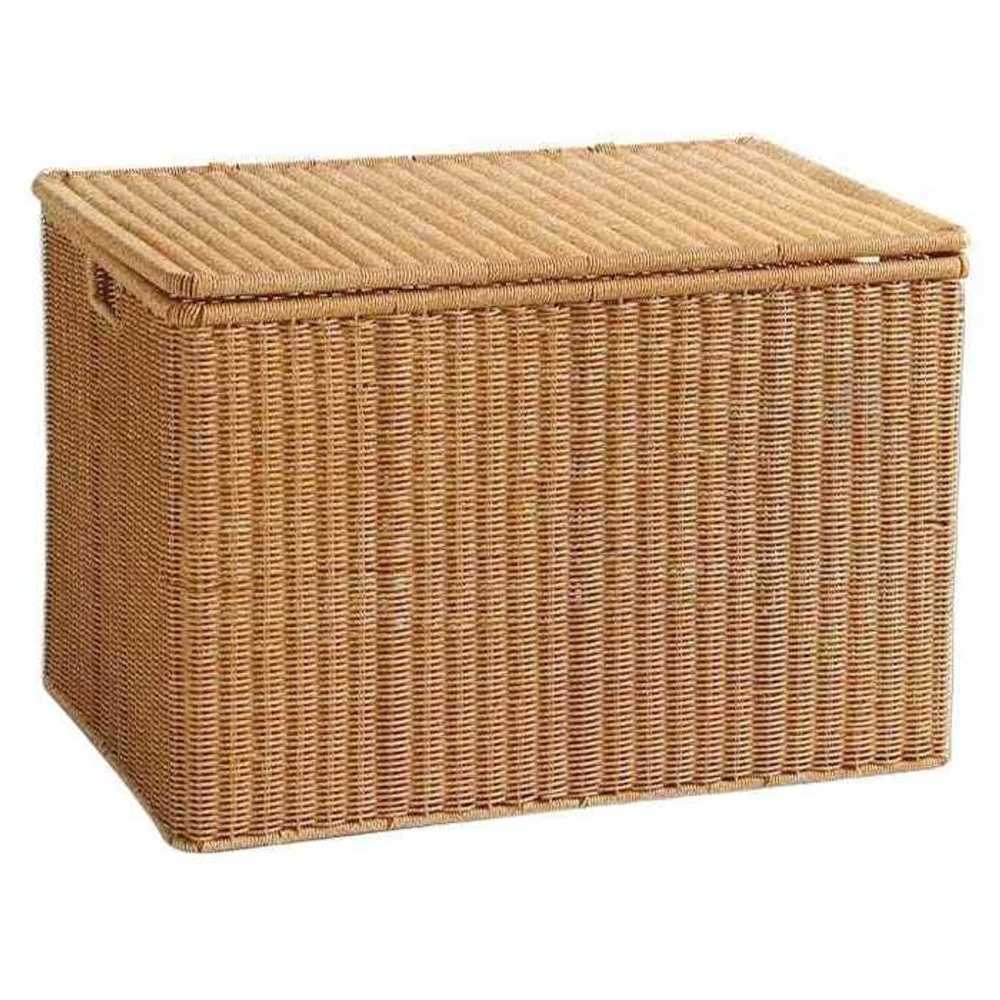 대형 라탄바구니 뚜껑 수건바구니 대용량 사각 옷장 62x40x41cm - 상품 이미지