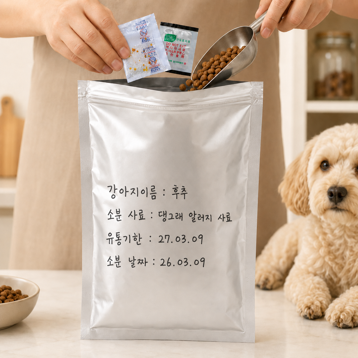강아지 고양이 사료 소분 팩 세트 1kg 습기제거제 산소흡수제 20x30cm, 10매, 1개 - 상세 이미지 2