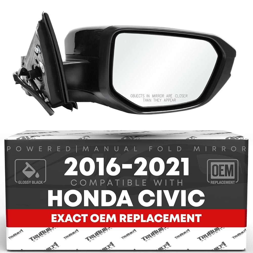 혼다 시빅 사이드미러 2016-2021 조수석 전동조절 수동접이 볼록거울 Driver Side Mirror - 상품 이미지