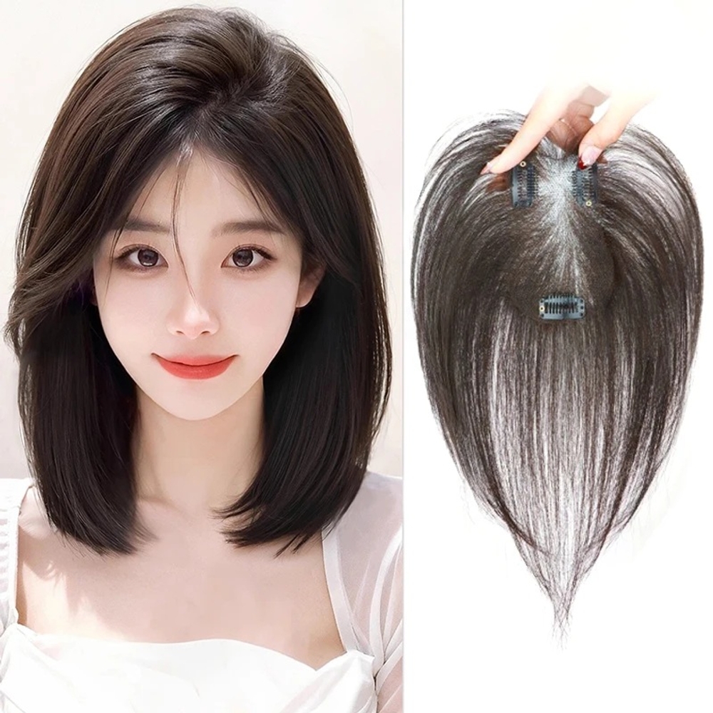 여성 헤어피스 윗머리 볼륨 패치 흰머리 커버 자연스러운 부분가발 - 상품 이미지