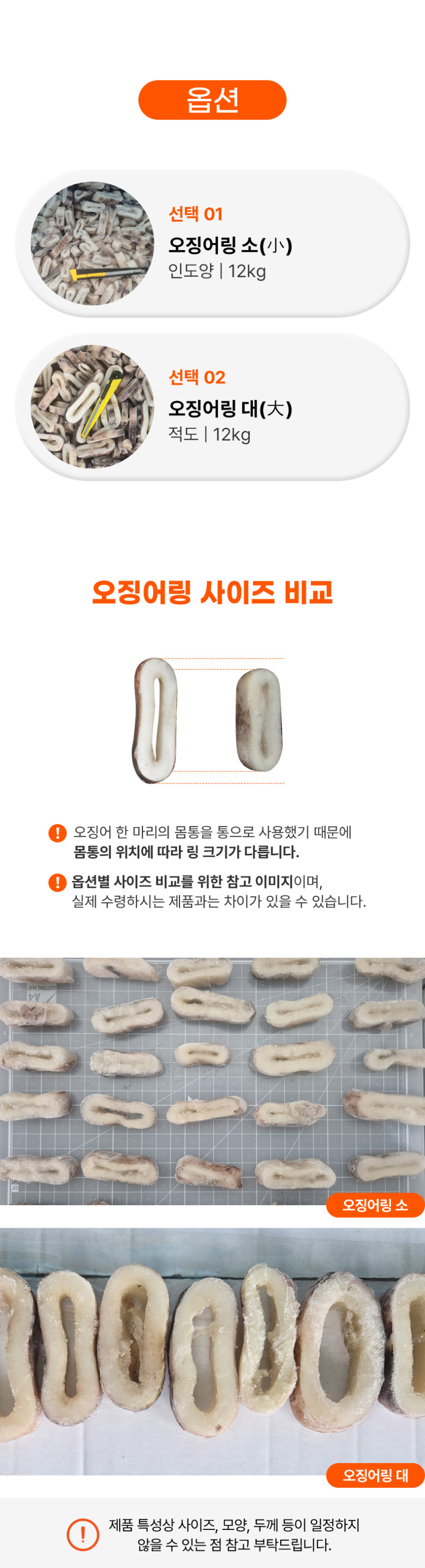 냉동 오징어링 12kg 절단 오징어 링채 업소용 대용량 벌크 판매처 상세 정보 이미지 3