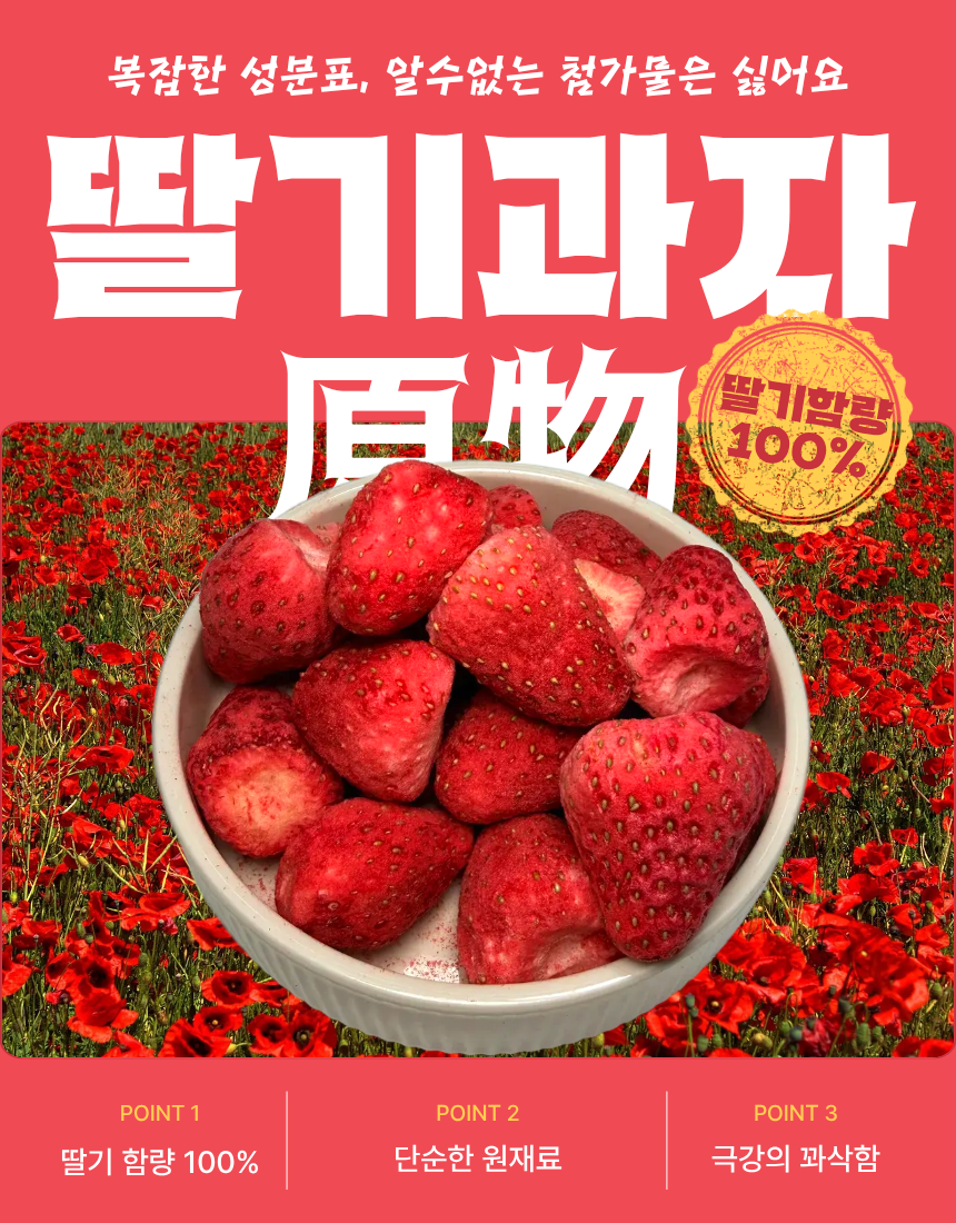 동결건조 딸기 저당 과자 저칼로리 간식 과일칩 혼자먹는 꽈삭칩 10g, 10개 - 상세 이미지 2
