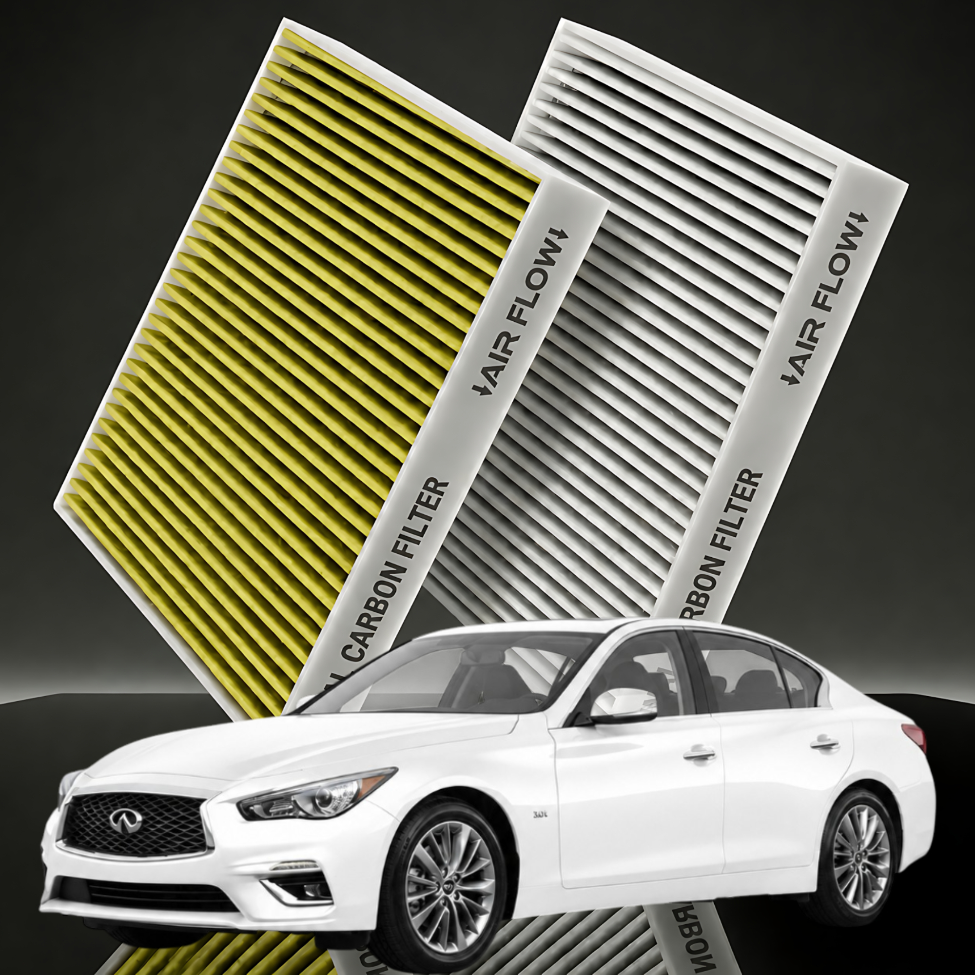[호환] 1+1 파이널 Q50/Q50s/Q60 에어컨필터 활성탄 냄새차단 제거 PM 0.3 - 상품 이미지