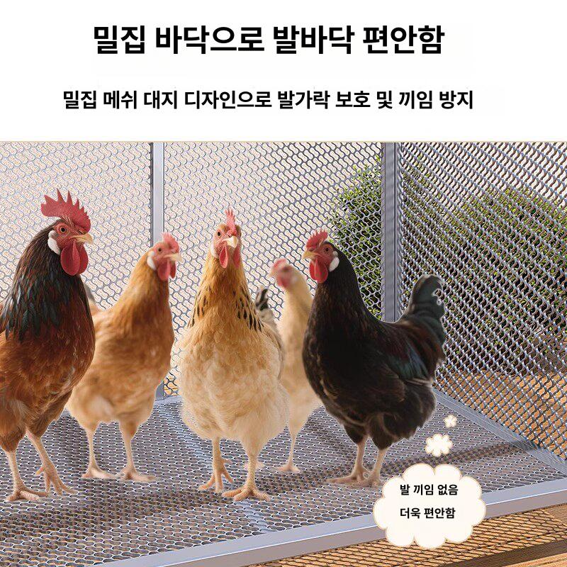 조립식 닭장 케이지 야외 사육장 철망 병아리집 양계장 하우스 대형 사료문 포함 130x58x62 cm 단일문 6-10마리 케이지 + 쟁반 + 사료통 + 물통 + 도구 - 상세 이미지 4