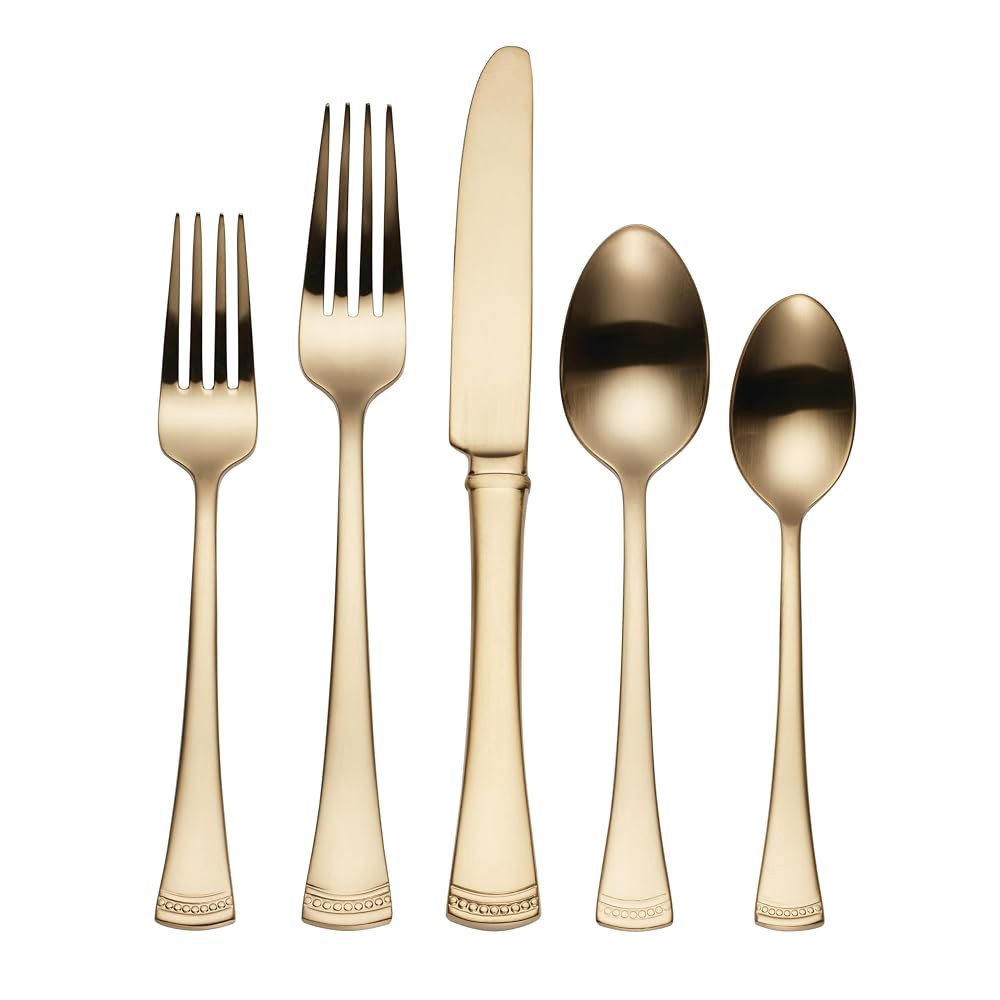Lenox Portola 골드 새틴 커트러리 4인용 20P 손님상차림 양식기세트 1 Cocktail Forks Set of 4 - 상품 이미지