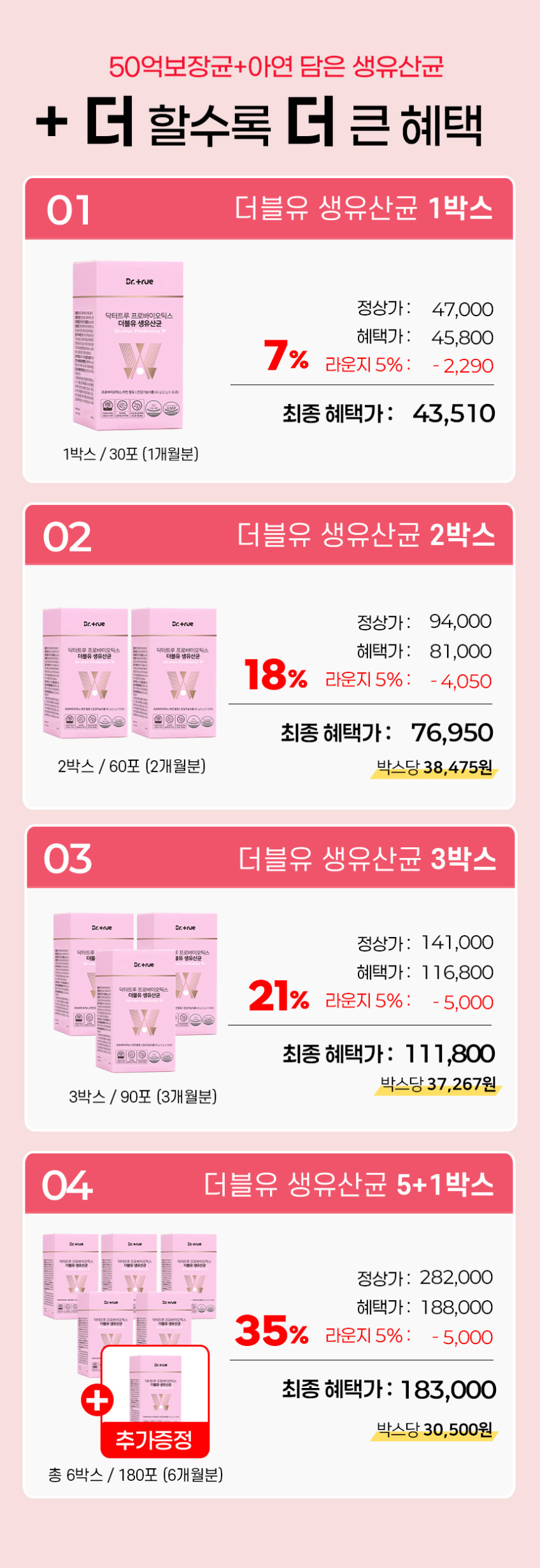 닥터트루 특허 락토바실러스 프로바이오틱스 더블유 유산균 30포, 6개 판매처 상세 정보 이미지 1
