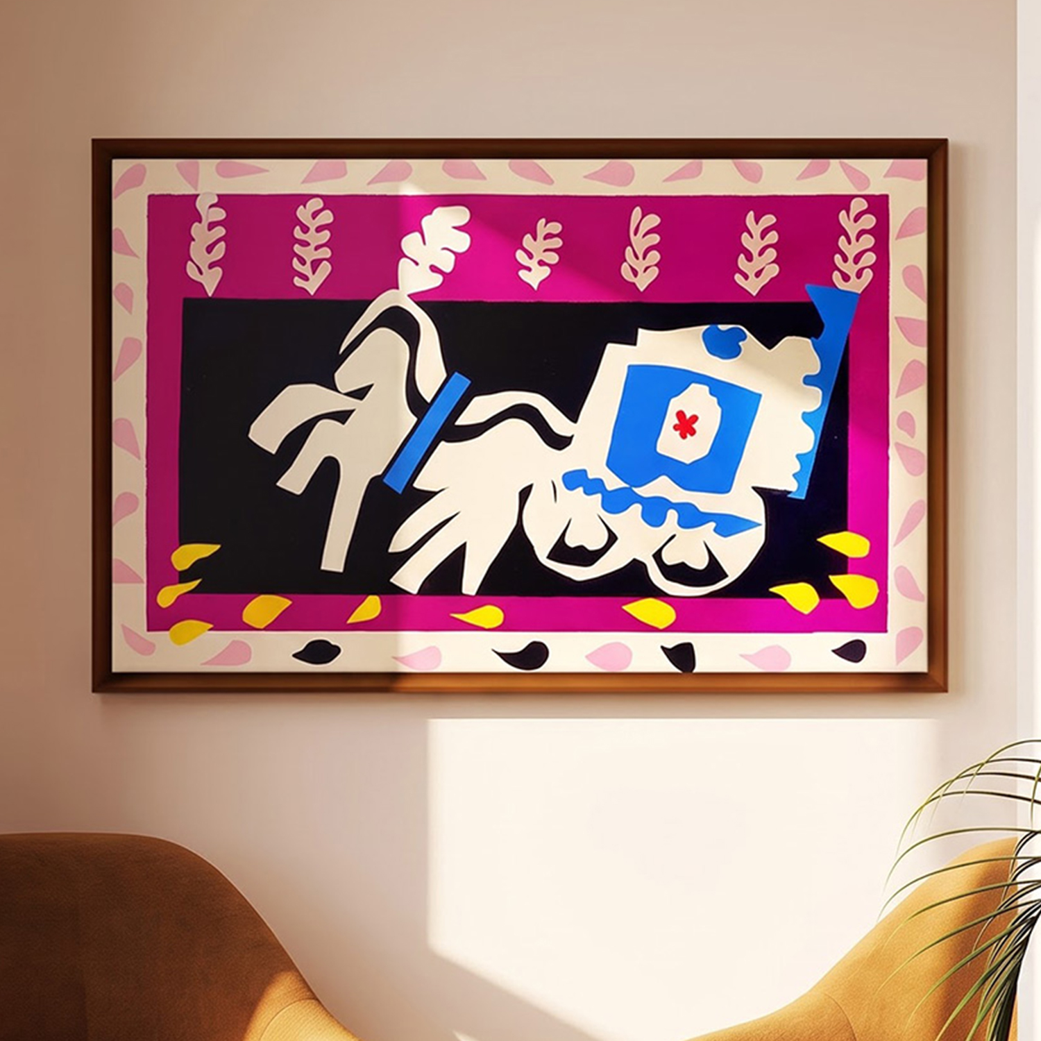 위아트 앙리마티스 인테리어 거실 아이방 추상화 그림 액자 말과 여성 기수 그리고 광대 띄움 화이트 액자 이미지 8