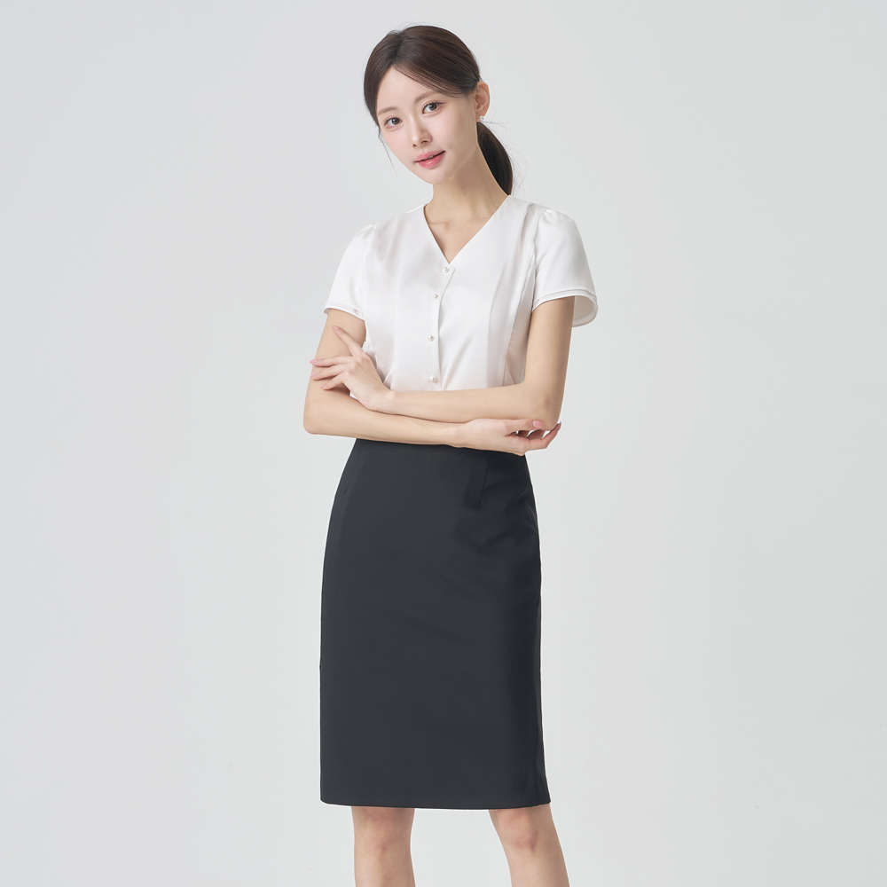 정장스커트 면접치마 [심플 반 하이웨스트] - 상세 이미지 3
