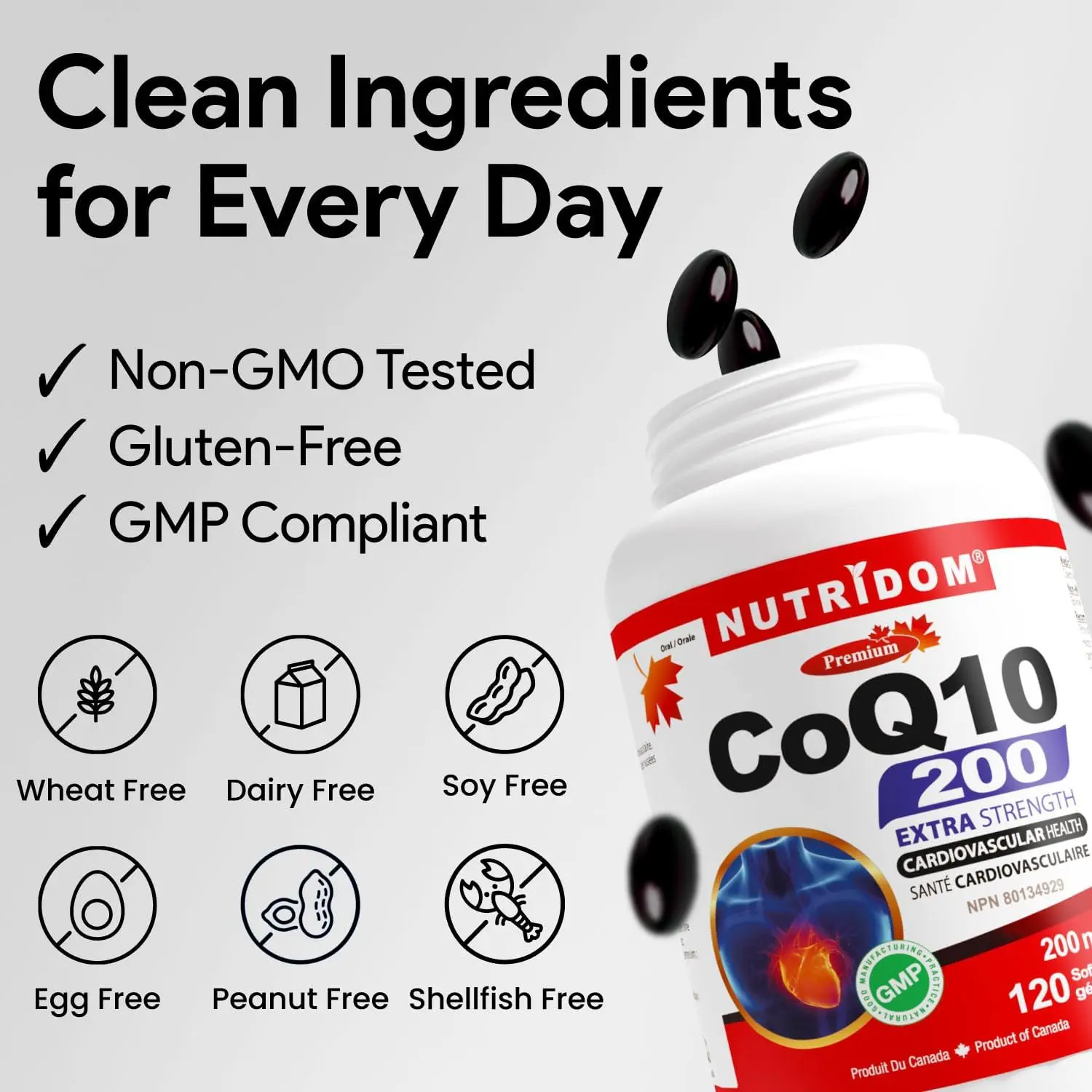 뉴트리돔 코큐텐 코엔자임 COQ10 유비퀴논 고함량 200mg 소프트젤 120캡슐, 1개 이미지 7
