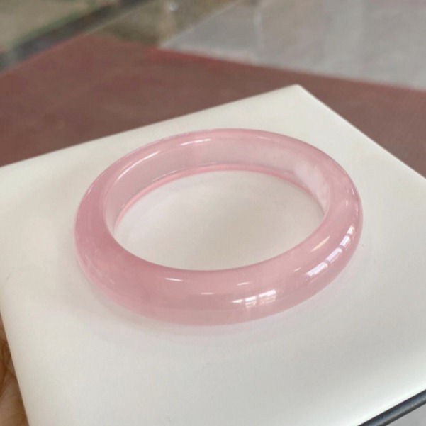 비취 팔찌 여성 링 옥 뱅글 핑크 원석 벚꽃 크리스탈 뱅글형 액세서리 분홍 52mm - 상세 이미지 5