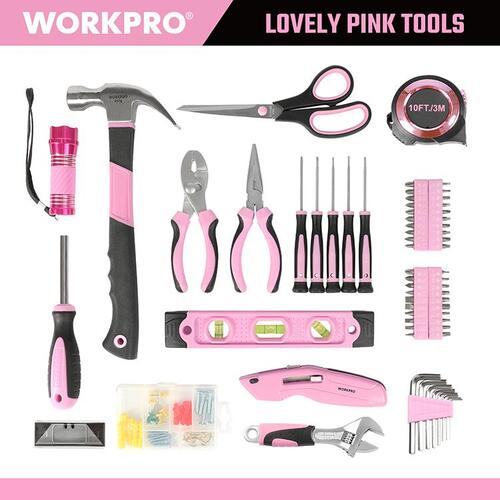워크프로 가정용 공구세트 DIY 핑크 집수리 집들이 선물 키트 106종 WP206801 - 상세 이미지 4
