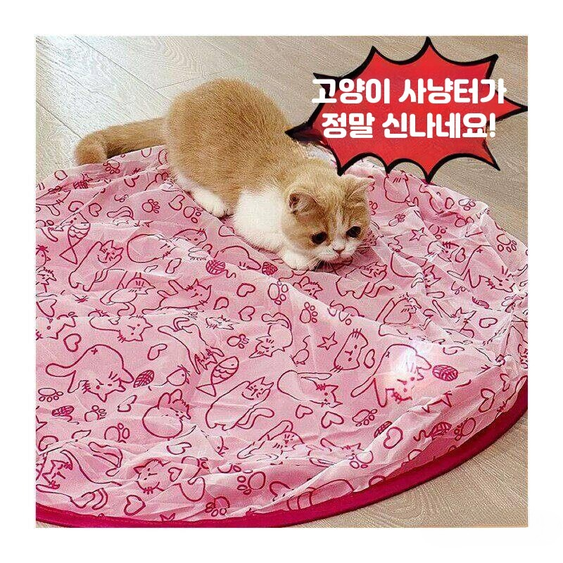 고양이 매직 짐볼 장난감 공놀이 매트 혼자놀기 놀이 공간 핑크+전동 공 - 상세 이미지 3
