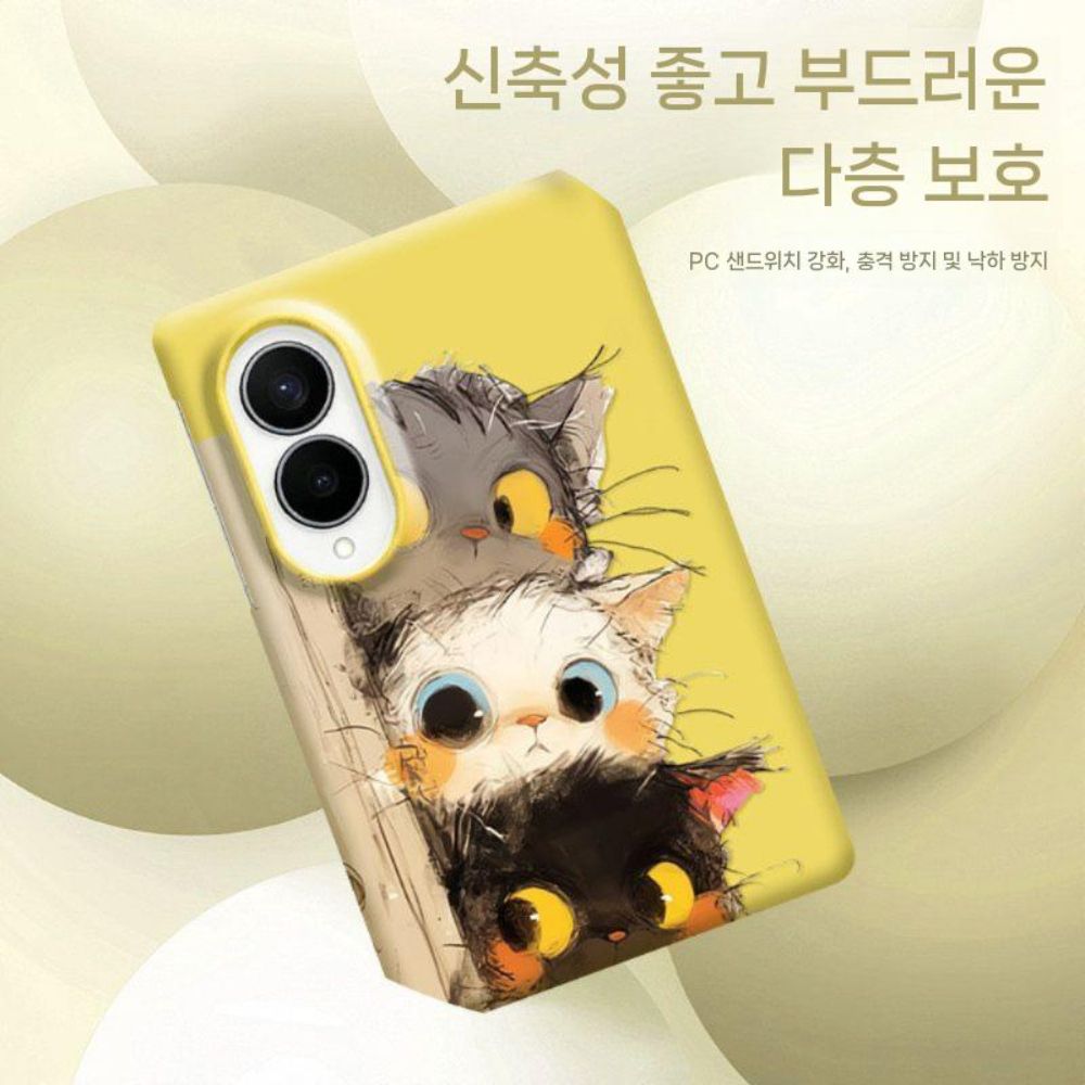 갤럭시 폴드8 와이드 울트라 케이스 고양이 렌즈 전면 프레임 하드 커버 - 상세 이미지 3