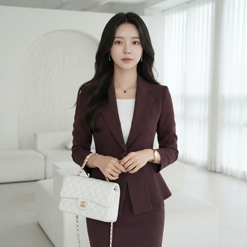 여성 7부 페플럼 스판 정장자켓 깔끔한 테일러드 싱글 원버튼 재킷 유니폼 77가능
