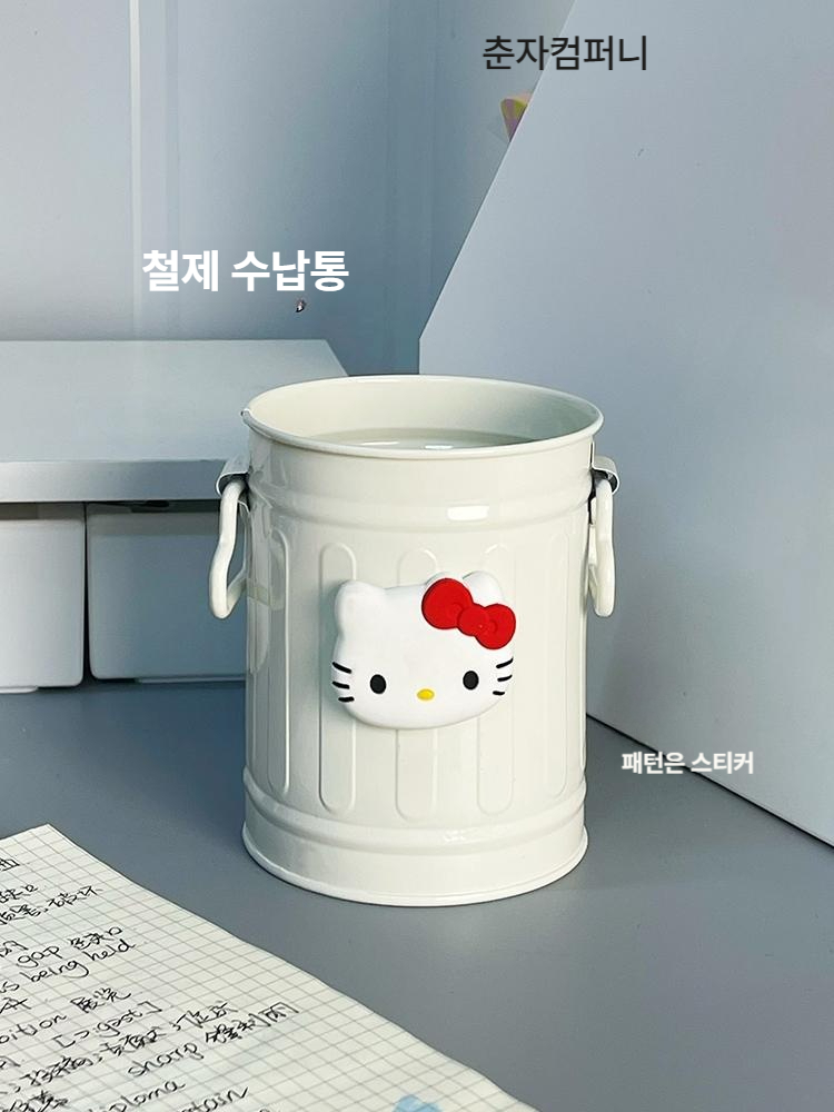 헬로키티 연필꽂이 펜홀더 소형 철제 버킷 거실 장식품 사무실 학생 문구 메이크업 브러시 보관 - 상품 이미지