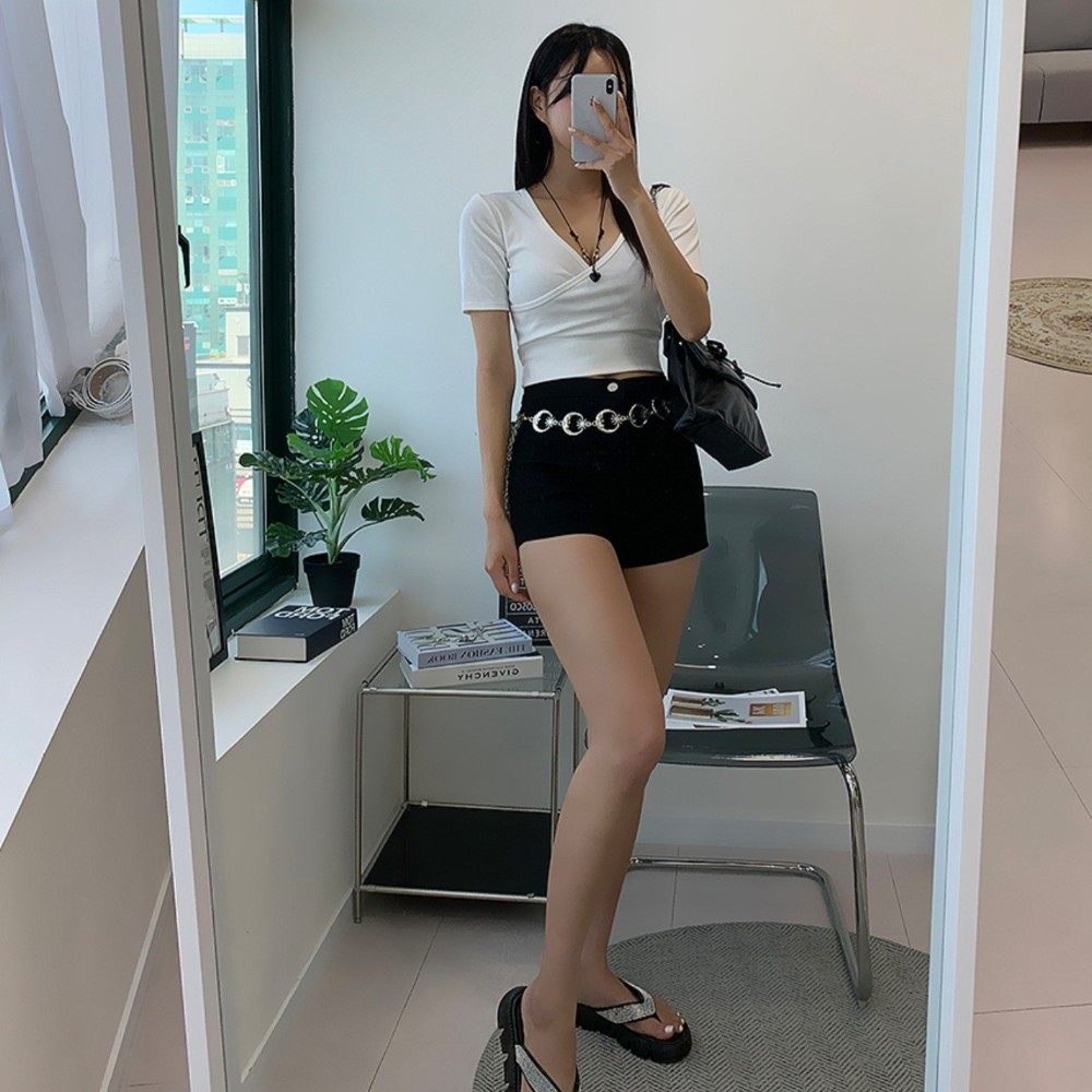 여성 빈티지 메탈 체인벨트 스커트 원피스 포인트 허리체인 이미지 6