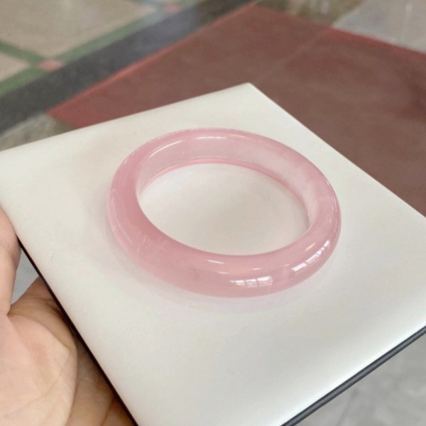 비취 팔찌 여성 링 옥 뱅글 핑크 원석 벚꽃 크리스탈 뱅글형 액세서리 분홍 52mm - 상세 이미지 3