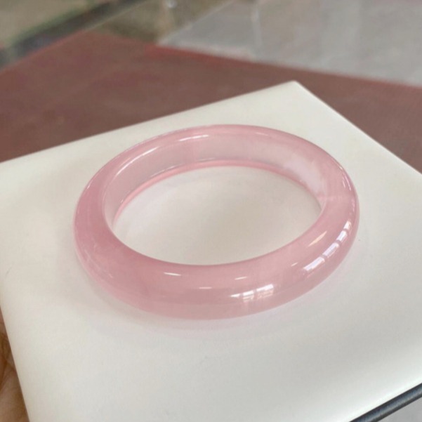 비취 팔찌 여성 링 옥 뱅글 핑크 원석 벚꽃 크리스탈 뱅글형 액세서리 분홍 52mm - 상세 이미지 4