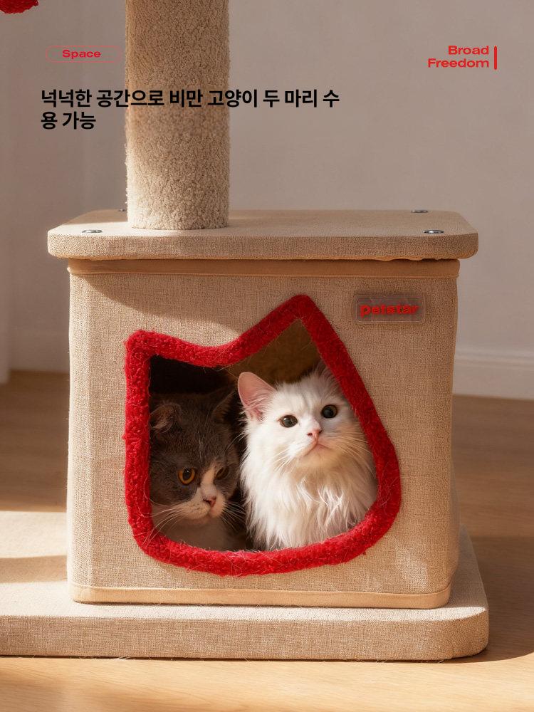 낮은 캣타워 고양이 소형 반려묘 노령묘 미니 원목 계단형 2. S 60x60x125 cm - 상세 이미지 4