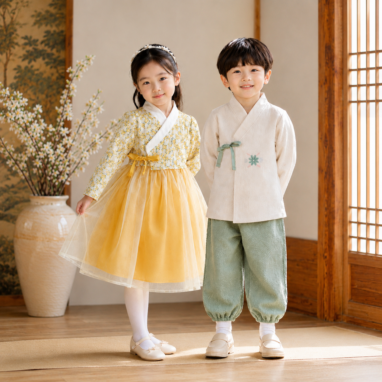 여아 한복 여자 아기 아동 설빔 돌 노란 6개월 원피스 BBB - 상품 이미지