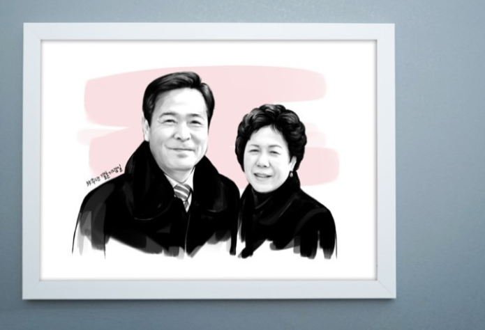 디지털 수묵화 주문제작 액자형 초상화 선물 웨딩 퇴임선물 인테리어 - 상세 이미지 4