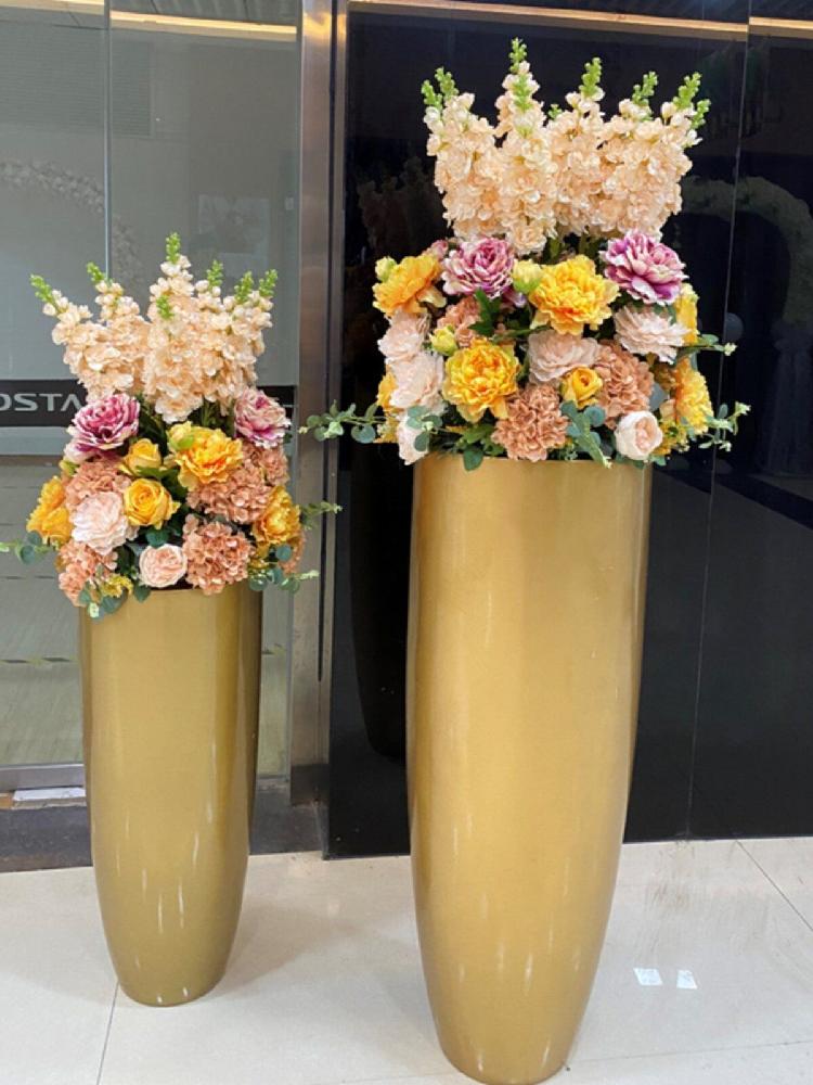 대형 화병 조화 매장 소품 거실 현관 90cm 골드 - 상세 이미지 4
