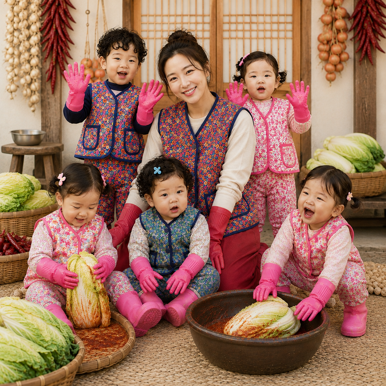 아기 김장룩 김장 조끼 바지 유아 어린이 엄마 커플룩