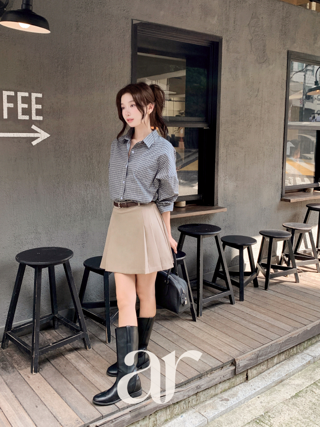 (국내제작) 사이드 플리츠 바지 안감 A라인 미니 스커트 sk7896 - 상세 이미지 2