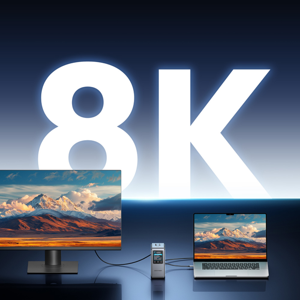 벤션 13in1 트리플 멀티 디스플레이 8K 터치스크린 10Gbps C타입 멀티허브 도킹스테이션 TFX, 기가비트 랜카드 SD TF카드 리더기 HDMI DP 미러링 삼성 덱스 맥북 이미지 8