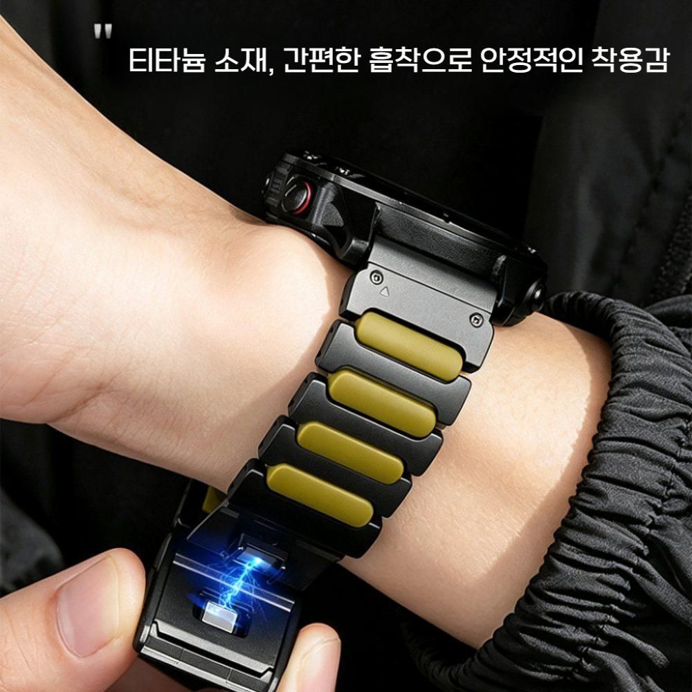 가민 워치 스트랩 피닉스 택틱스 X8 포러너 970 마그네틱 버클 티타늄 실리콘 밴드 - 상세 이미지 4