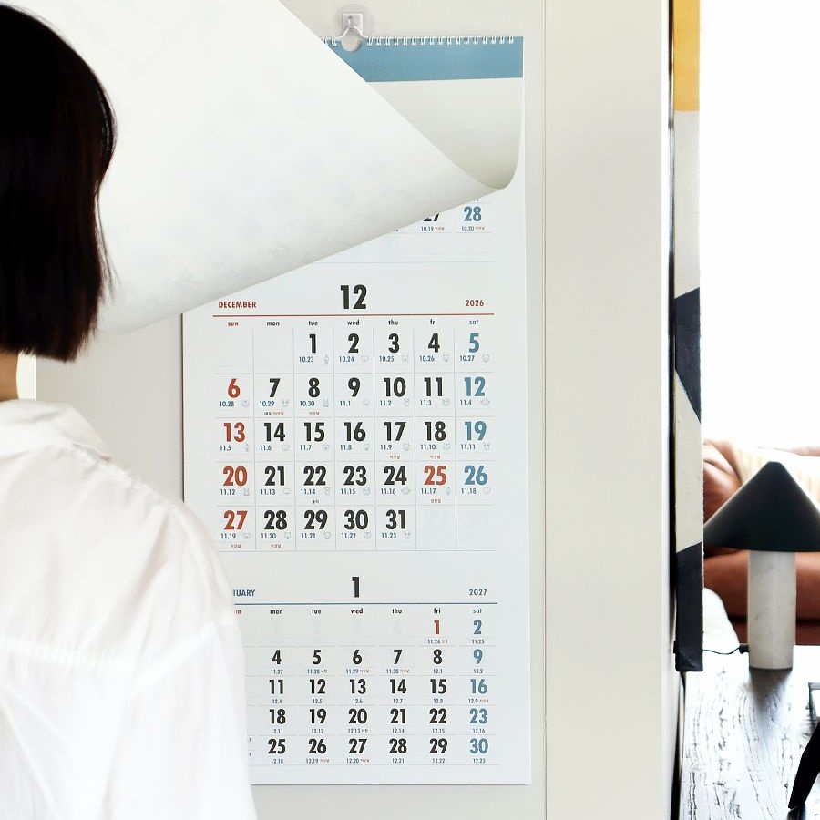 3단달력 2027년 벽걸이달력 대형 27년 벽 캘린더 3개월 음력 절기 이미지 6