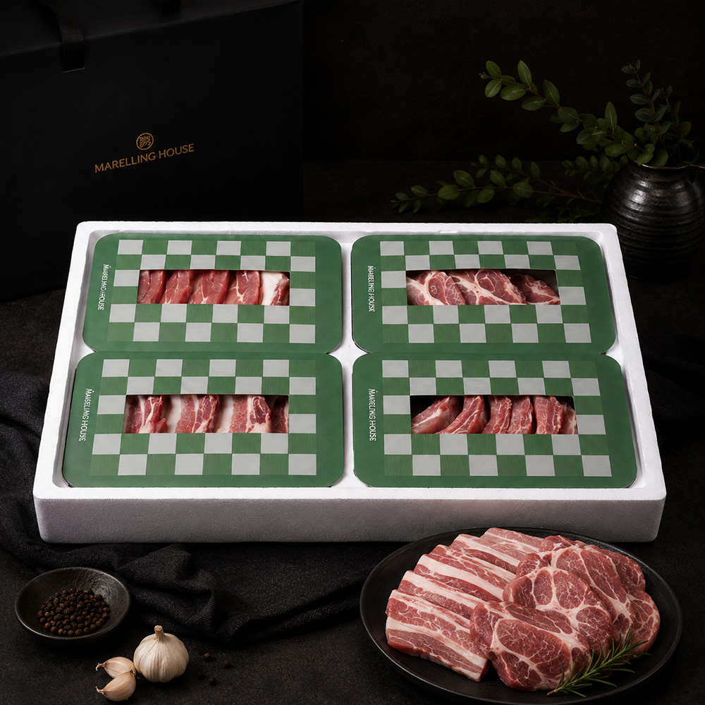 프리미엄 한돈 선물세트 국내산 1등급 냉장 삼겹살 목살 돼지고기 선물 혼합세트(4종류), 2kg, 1개 - 상품 이미지