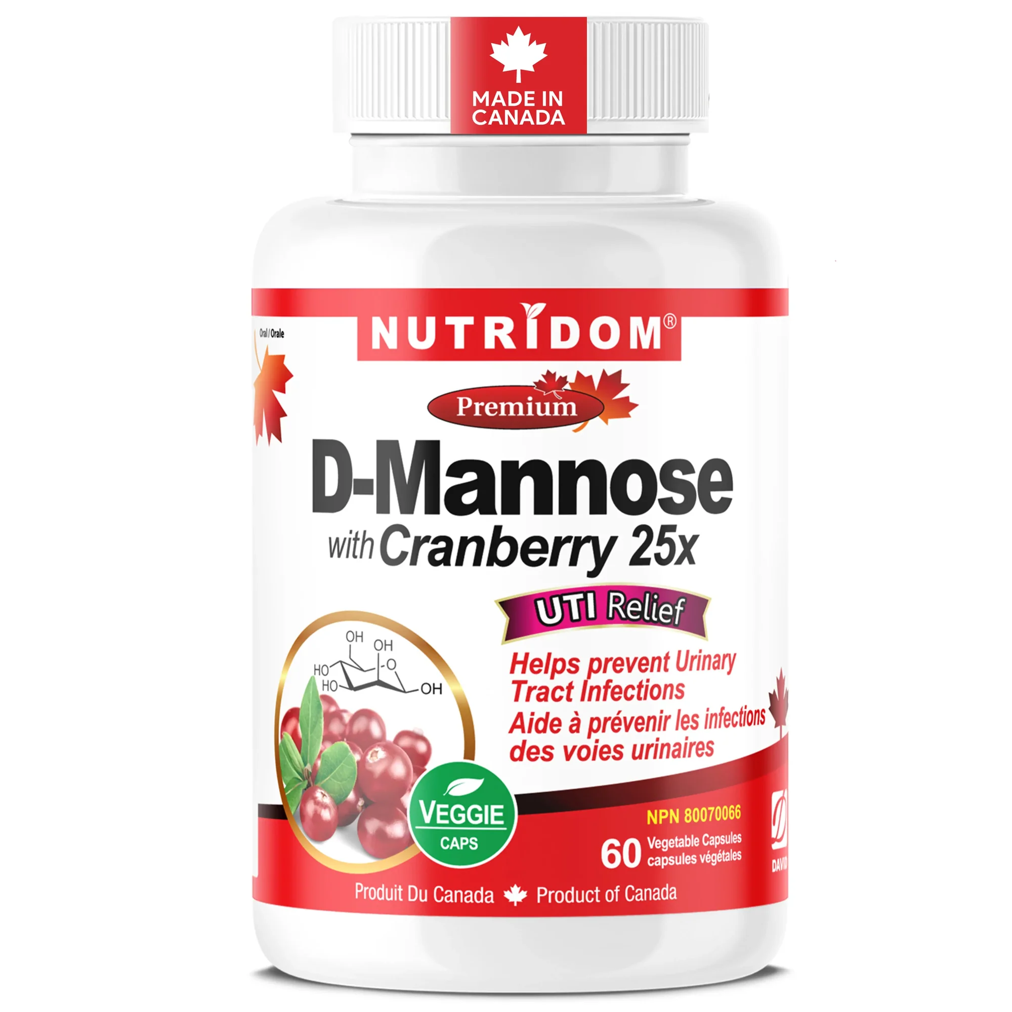 뉴트리돔 여성용 만노즈 디만노스 500mg 고농축 크랜베리 5000mg 60캡슐, 1개 - 상세 이미지 4