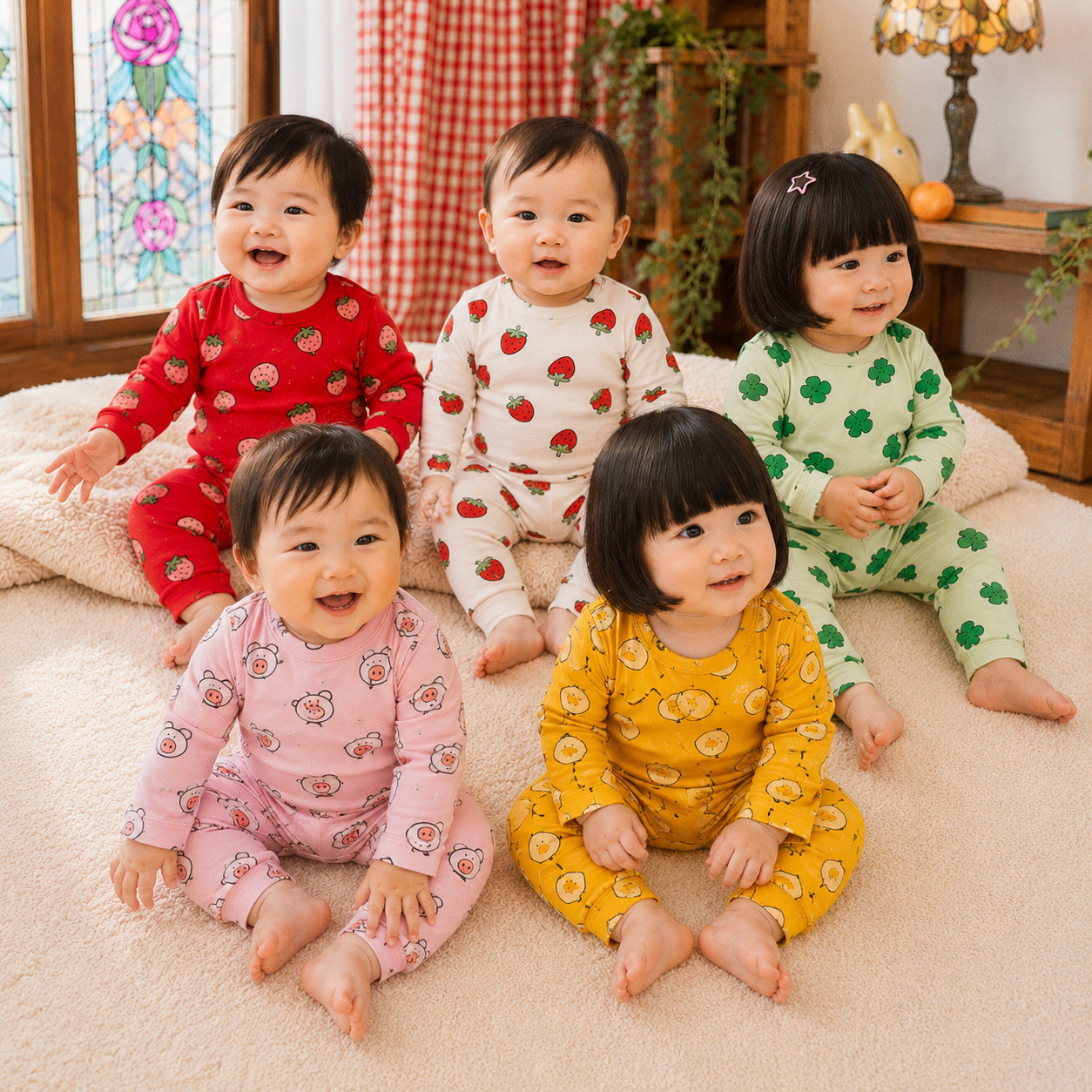 리틀팜 실내복 동물 프린팅 유아내복 가을 긴팔 면 모달 부드러운 남아 여아 - 상품 이미지