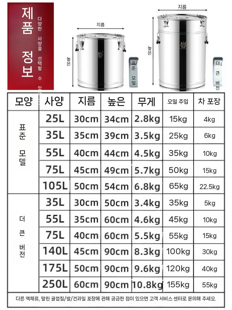 스테인리스 육수통 밀폐용기 대용량 스텐 식깡 위생용기 25L 30 X 34cm - 상세 이미지 5