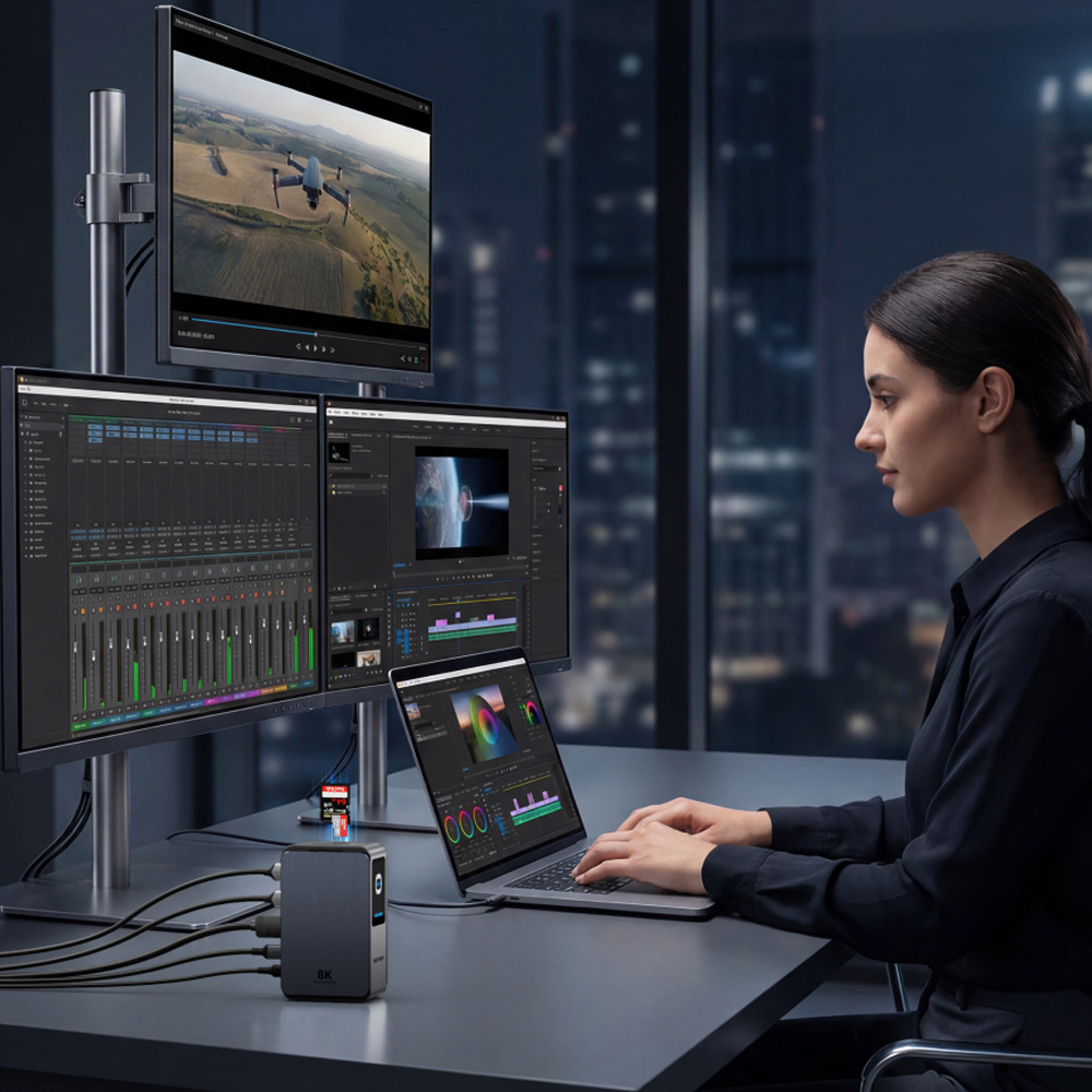 벤션 13in1 트리플 멀티 디스플레이 8K 터치스크린 10Gbps C타입 멀티허브 도킹스테이션 TFX, 기가비트 랜카드 SD TF카드 리더기 HDMI DP 미러링 삼성 덱스 맥북 이미지 7