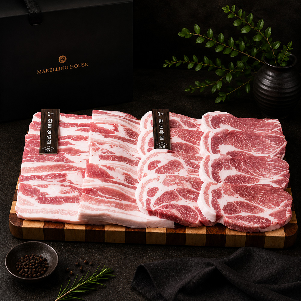 프리미엄 한돈 선물세트 국내산 1등급 냉장 삼겹살 목살 돼지고기 선물 블룸세트, 2kg, 1개 - 상품 이미지