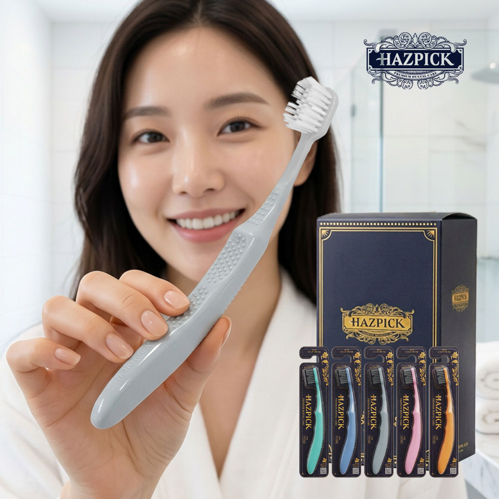 해즈픽 치과의사개발 어금니 칫솔 임플란트 교정치아 관리 이중 미세모 그래핀 칫솔 5개입 - 상품 이미지