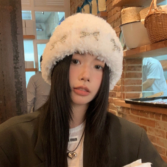 모자 벙거지 여자 가을 여성 여름 버킷햇 예쁜 겨울 캐쥬얼 여행 패션 리본 털 비니 - 상품 이미지