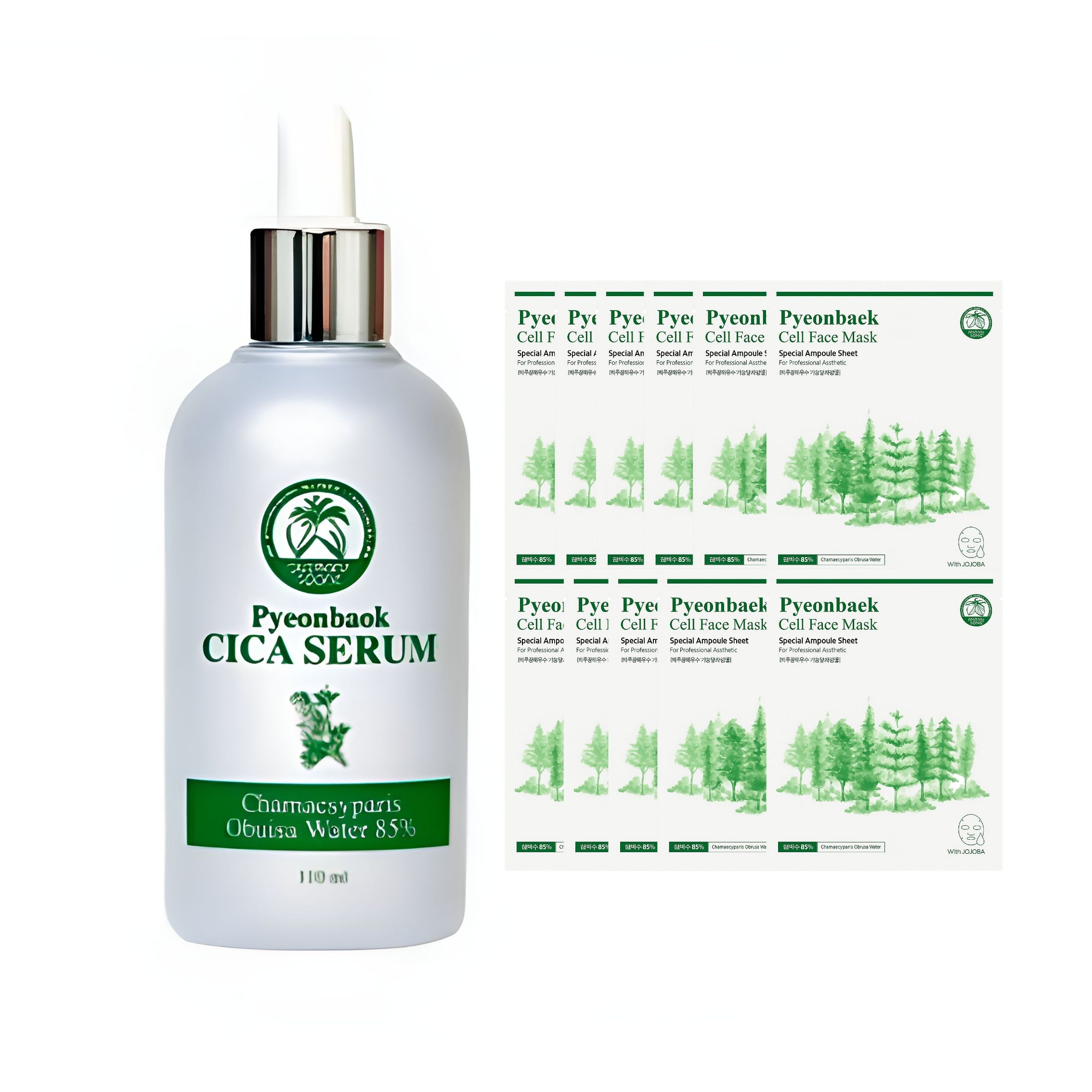 위드유스킨 호호바스토리 편백수85 함유 편백시카 진정 보습 세럼 110ml+편백마스크SET - 상품 이미지