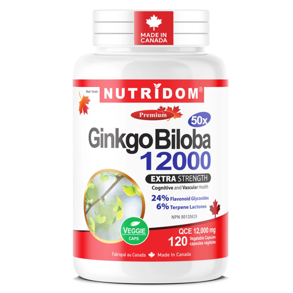 뉴트리돔 고순도 은행잎 추출물 징코 빌로바 50배농축 12000mg 120캡슐, 1개 - 상품 이미지