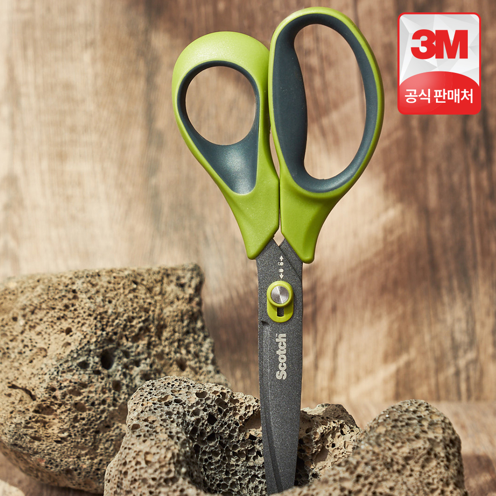3M 스카치 논스틱 언박싱 가위 그린 택배박스 분리수거 칼가위 가정용 - 메인 이미지