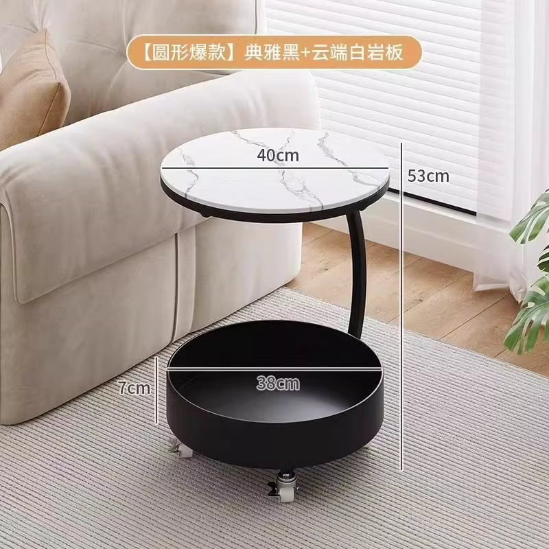원형 트롤리 카트 이동식 거실 웨건 소파 옆 사이드 협탁 - 상세 이미지 3