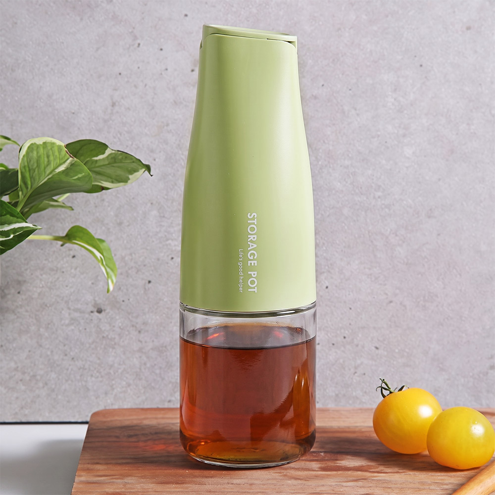 모던 자동개폐 유리 기름 참 간장 소스 소분용기 오일병 양념통 500ml, 그린, 1개 - 상품 이미지