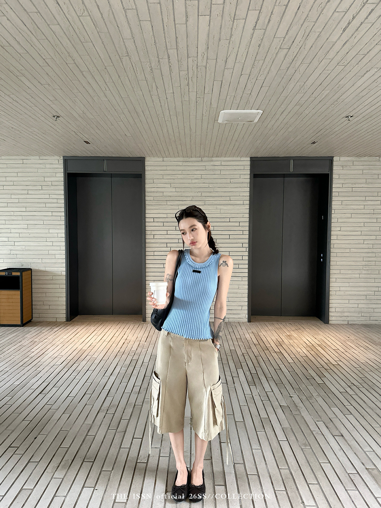 THEISSN 여성반바지 카프리팬츠 여성반바지 버뮤다 카고 바지 - 상세 이미지 3
