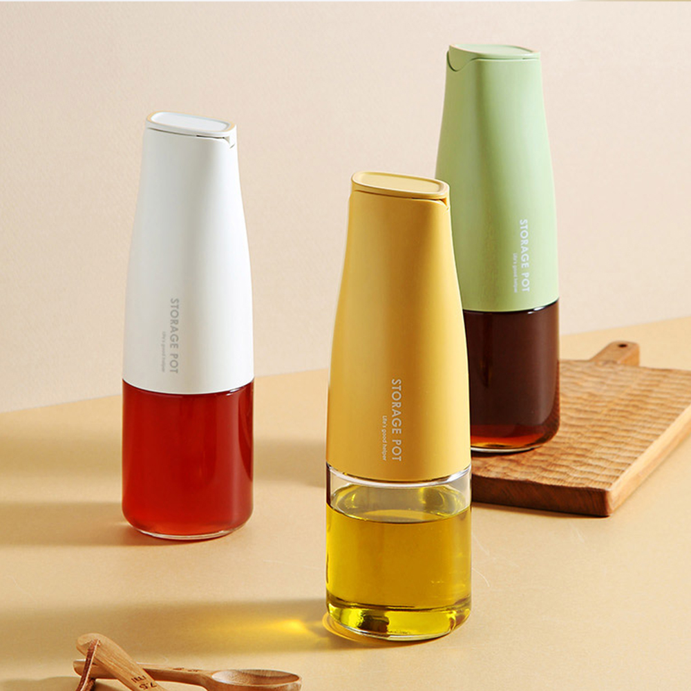 모던 자동개폐 유리 기름 참 간장 소스 소분용기 오일병 양념통 500ml, 그린, 1개 - 상세 이미지 5