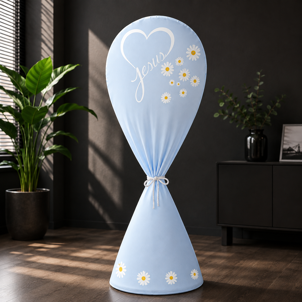 롱 스탠드 선풍기 커버 벽걸이 덮개 60cm X 145cm, 롱스탠드선풍기커버 하트플라워(블루) - 상품 이미지